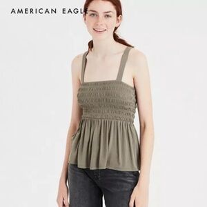 American  Eagle Khaki Green Babydoll Tank Top